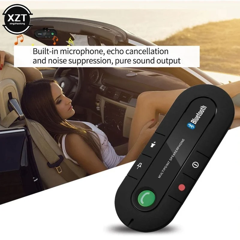 Freisprecheinrichtung fürs Auto, 4.1 + EDR, kabellose Bluetooth-kompatible Freisprecheinrichtung, MP3-Musik-Player, USB-Power-Audio-Empfänger, Clip an der Sonnenblende