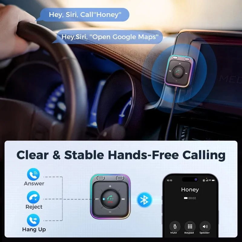 Joyroom Bluetooth 5.3 Kabelloser Empfänger Autoadapter Verbesserte Dual-Mikrofone ENC-Rauschunterdrückung 3.5-mm-AUX-Auto-Bluetooth-Empfänger