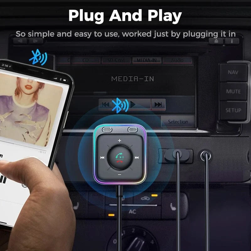 Joyroom Bluetooth 5.3 Kabelloser Empfänger Autoadapter Verbesserte Dual-Mikrofone ENC-Rauschunterdrückung 3.5-mm-AUX-Auto-Bluetooth-Empfänger