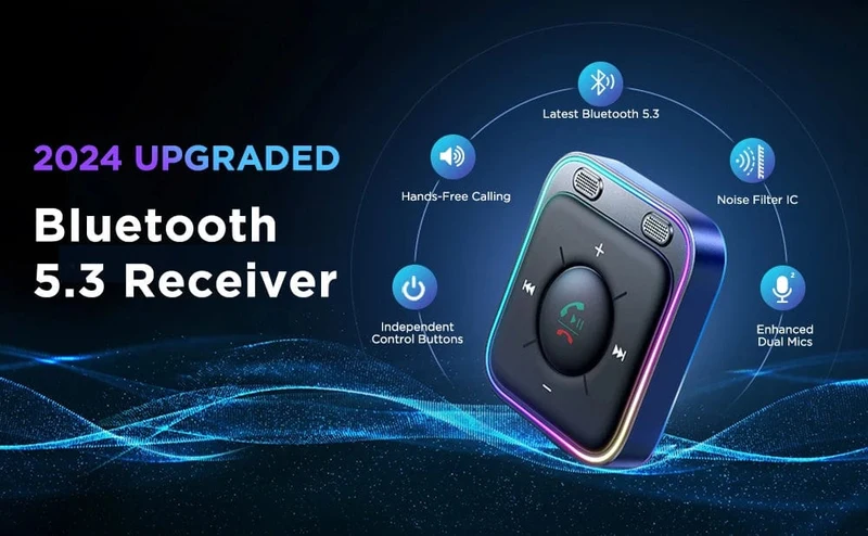 Joyroom Bluetooth 5.3 Kabelloser Empfänger Autoadapter Verbesserte Dual-Mikrofone ENC-Rauschunterdrückung 3.5-mm-AUX-Auto-Bluetooth-Empfänger