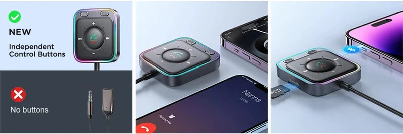 Joyroom Bluetooth 5.3 Kabelloser Empfänger Autoadapter Verbesserte Dual-Mikrofone ENC-Rauschunterdrückung 3.5-mm-AUX-Auto-Bluetooth-Empfänger