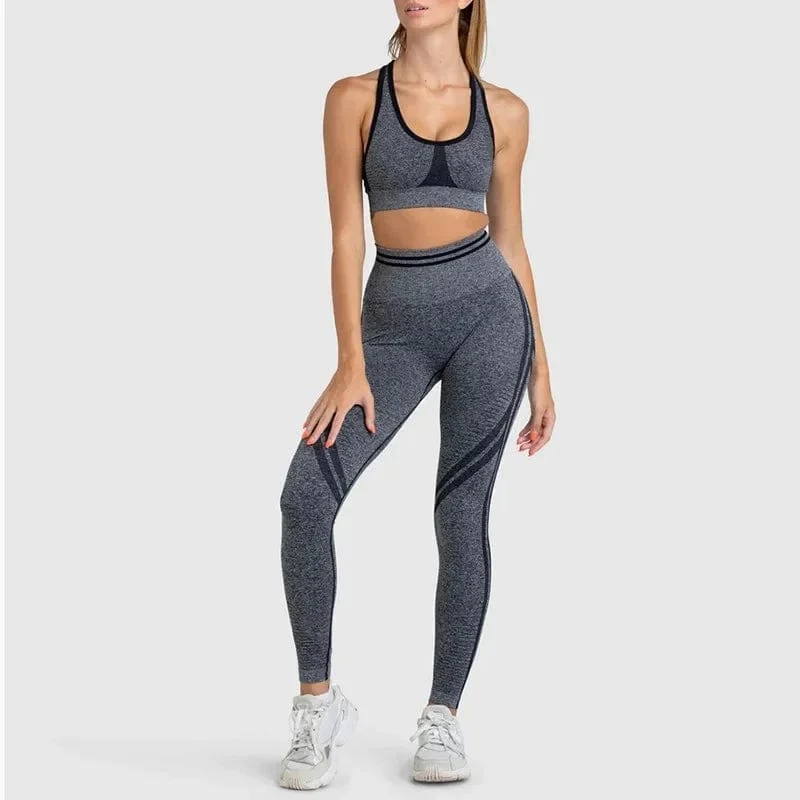 Nahtlose Yoga-Sets, Sport-Fitness, hohe Taille, Hüftheben, Hosen, langärmlig, rückenfrei, Trainingskleidung, Gym-Shorts-Set für Damen