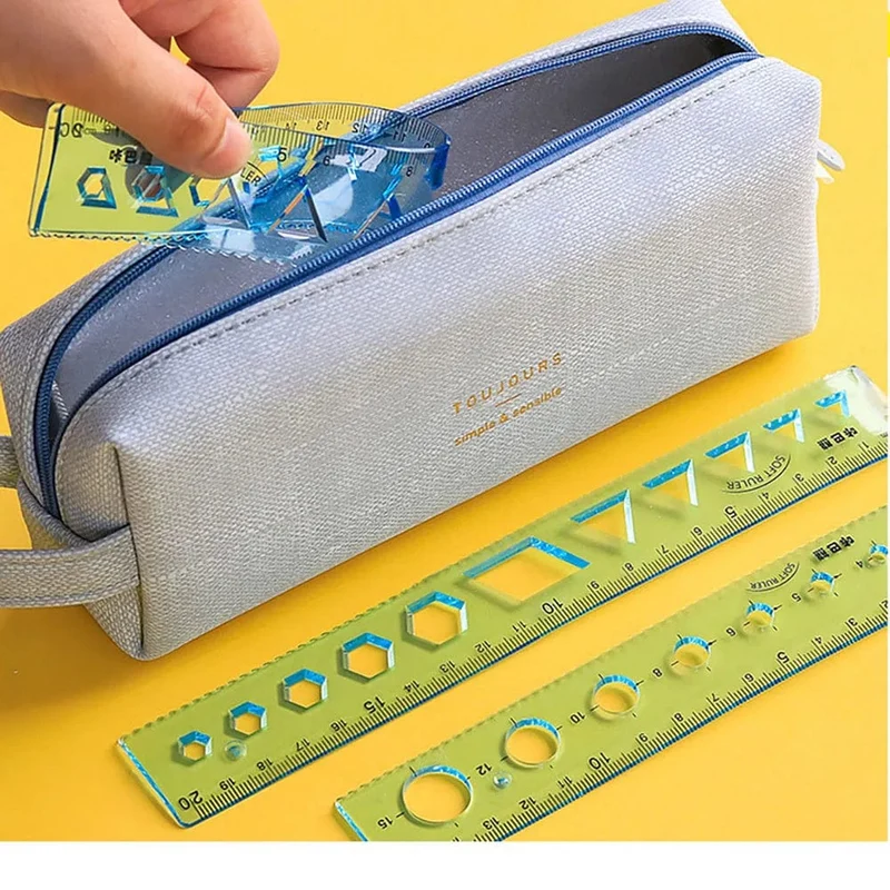4-teiliges weiches Lineal-Set, kann Lineal biegen, kreatives Messwerkzeug, Kind, Schüler, Geometrie, Mathematik, Zeichnen, Schreibwaren, Schule, Bürobedarf