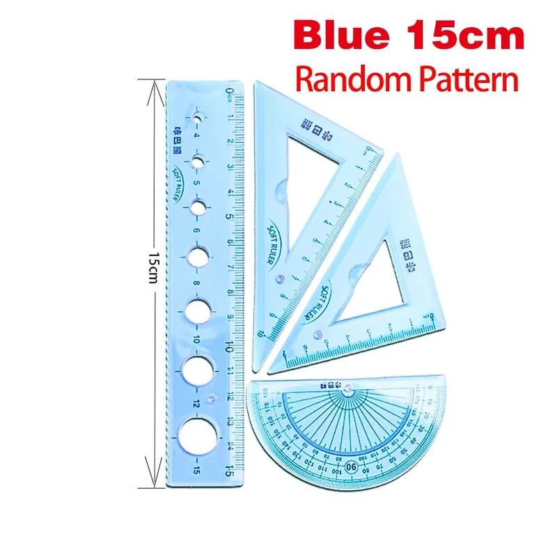 4-teiliges weiches Lineal-Set, kann Lineal biegen, kreatives Messwerkzeug, Kind, Schüler, Geometrie, Mathematik, Zeichnen, Schreibwaren, Schule, Bürobedarf