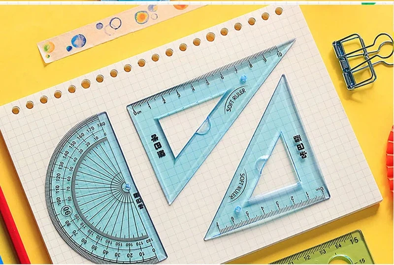4-teiliges weiches Lineal-Set, kann Lineal biegen, kreatives Messwerkzeug, Kind, Schüler, Geometrie, Mathematik, Zeichnen, Schreibwaren, Schule, Bürobedarf