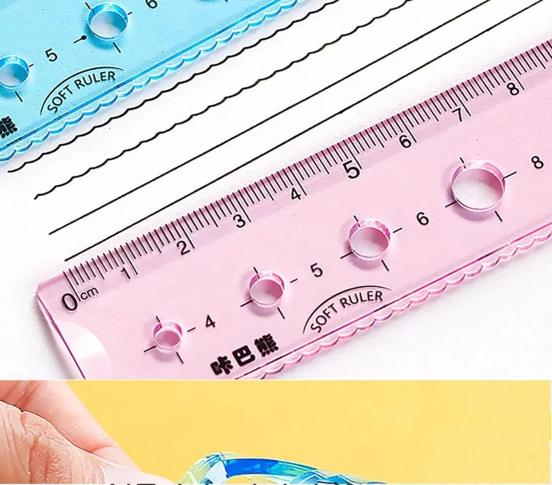 4-teiliges weiches Lineal-Set, kann Lineal biegen, kreatives Messwerkzeug, Kind, Schüler, Geometrie, Mathematik, Zeichnen, Schreibwaren, Schule, Bürobedarf