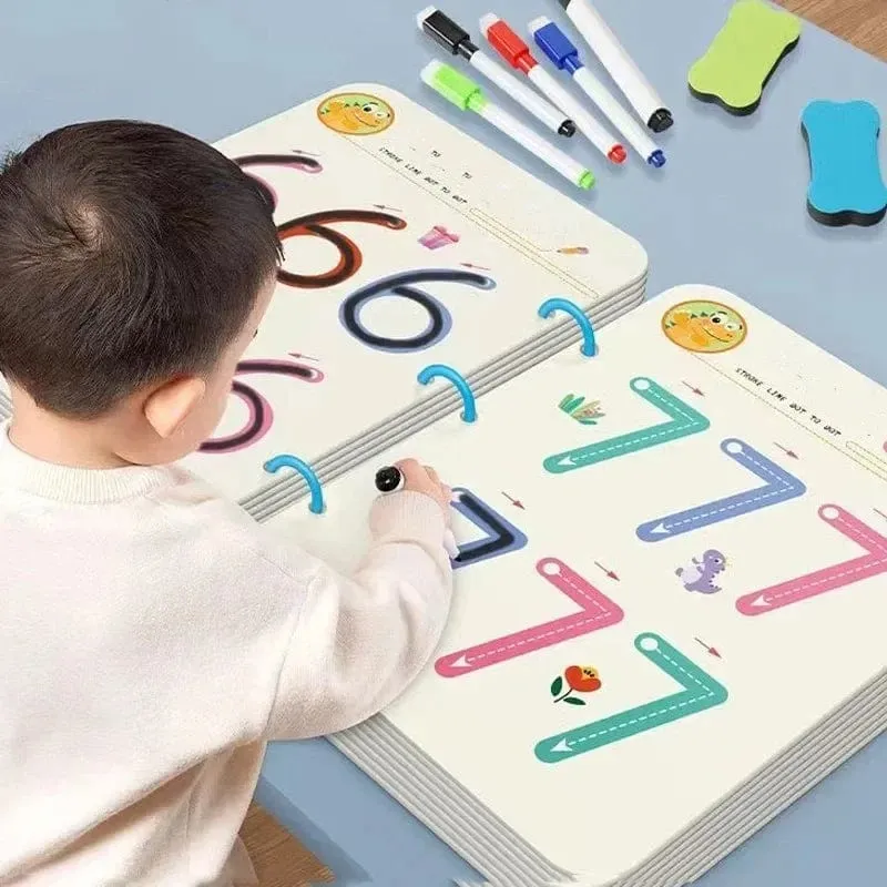 Magisches Nachzeichnen-Arbeitsbuch, Montessori-Trainingsbuch zur Stiftkontrolle, wiederverwendbares Übungsheft für magisches Zeichnen, Lernbücher für Kinder
