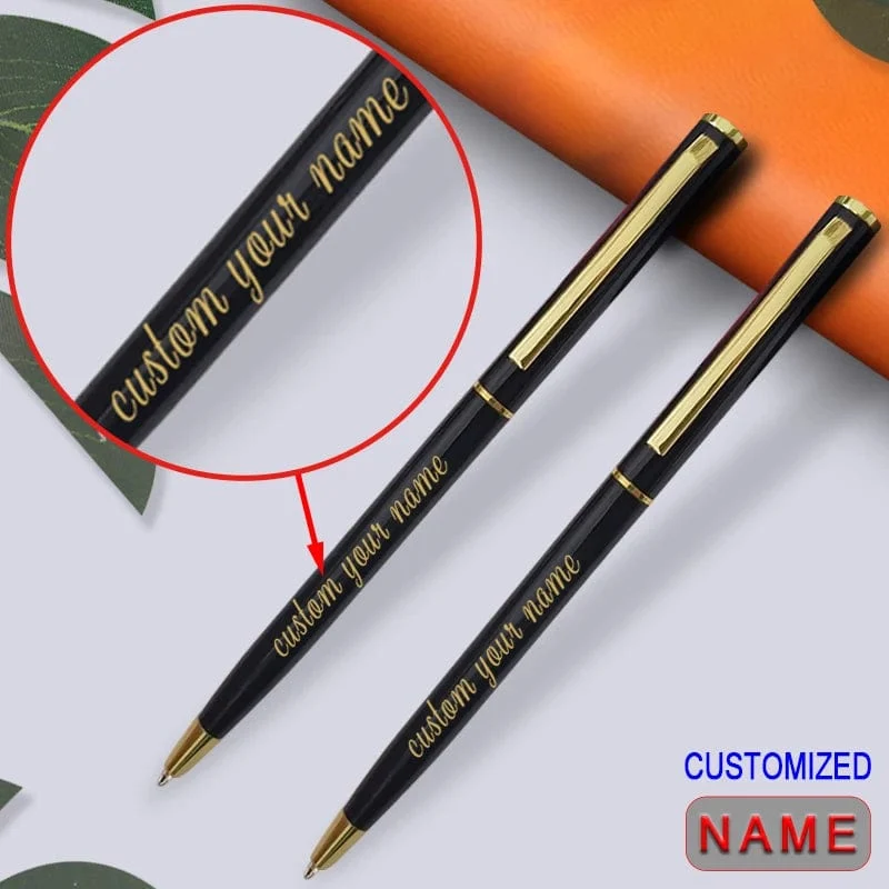 Benutzerdefinierter goldener Text-Kugelschreiber, personalisiertes Geschenk für das Schulbüro-Logo, Lehrer-Schreibwarengeschäft, luxuriöses koreanisches Produktschreiben