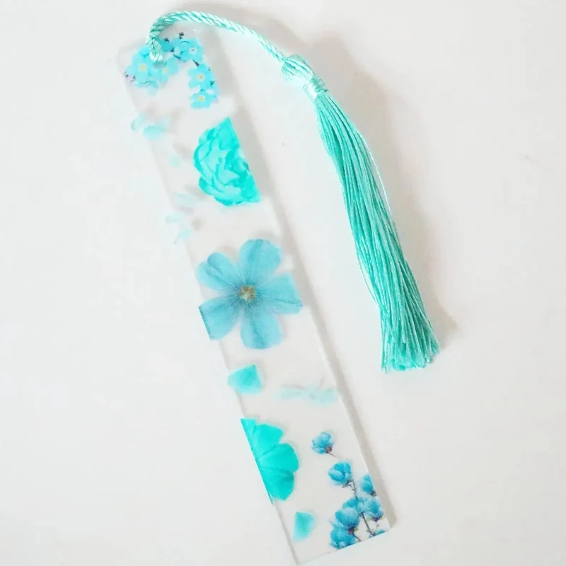 Hübsches Blumen-Lesezeichen aus Acryl mit Quasten, 14 cm, Lineal, Lesezeichen, für Schüler, Lehrer, Schreibwaren, Schule/Bürobedarf