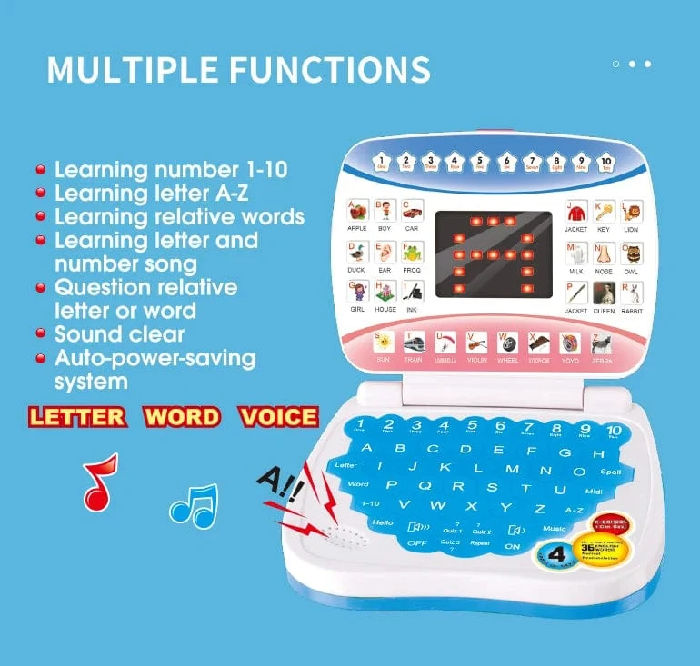Englisch-Lernmaschine, Laptop-Computer, Spielzeug, elektronisches Vorschul-Sprachbildungsgeschenk, Kleinkind, Kind, Entwicklung von Fähigkeiten