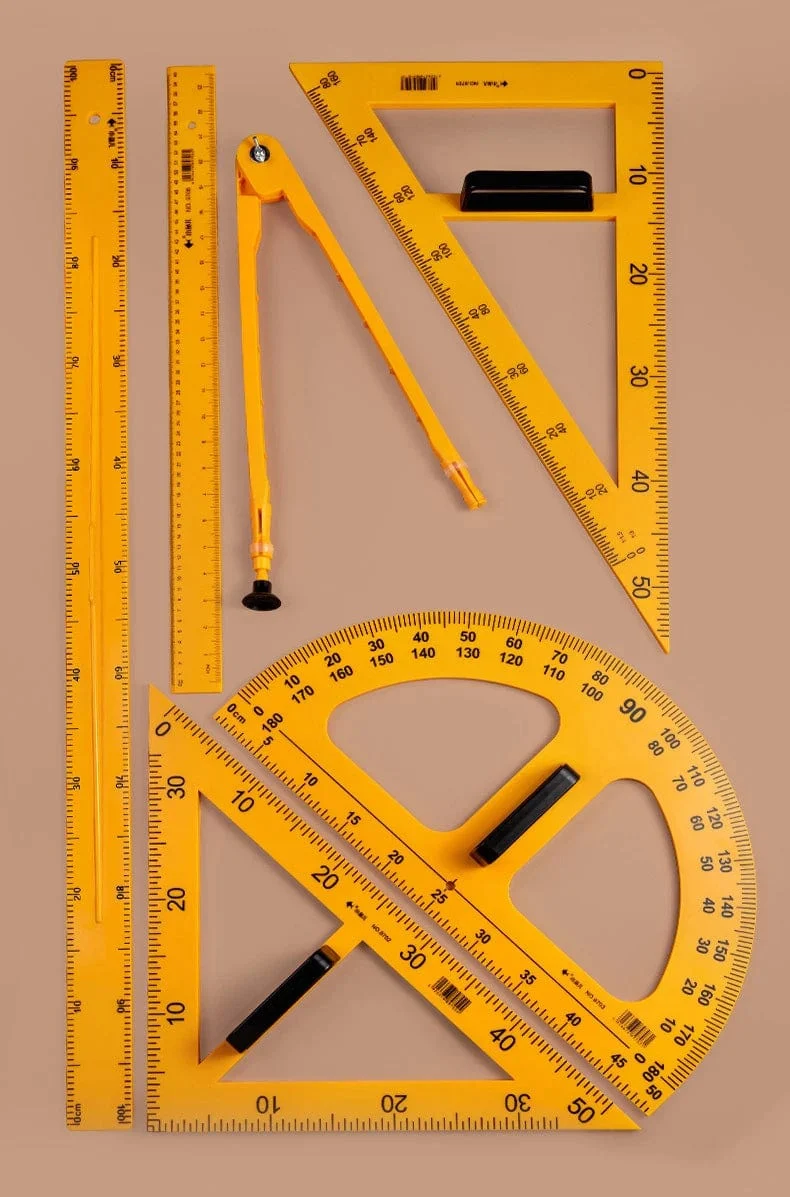 Lehrdreieck-Lineal, Winkelmesser, Kompass, mathematische Zeicheninstrumente für Lehrer, pädagogisches Briefpapier, 50/100 cm, gerades Lineal