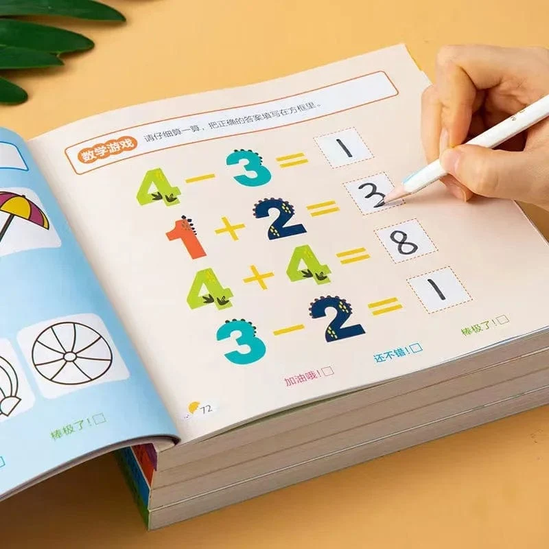 190 Seiten, Mathe-Training, Früherziehungsbuch, Stiftkontrolle, Malen für Kinder, Gehirnentwicklung für Kinder von 2–6 Jahren