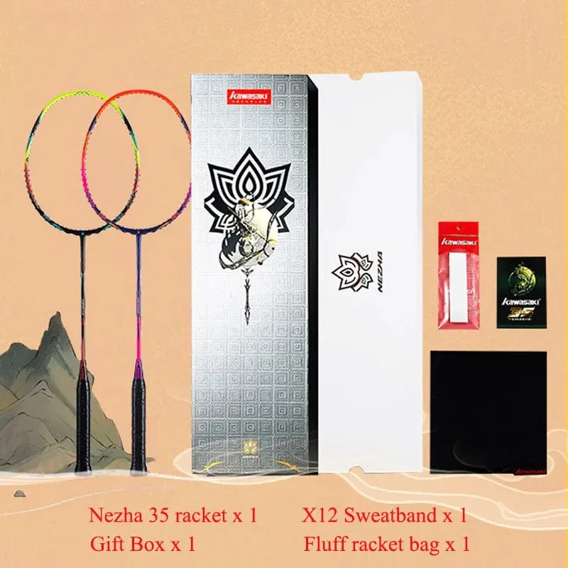 Kawasaki 5U Badmintonschläger Professioneller, superleichter Offensiv-Badmintonschläger mit hohem Graphitgehalt für das Training NeZha 35