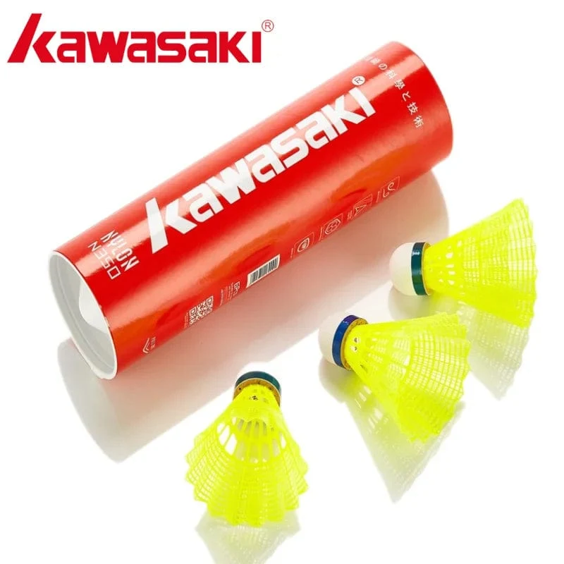Kawasaki Nylonball N350 für das Training, 6 Stück, Badminton-Kunststoff, Federball, Birdies für Outdoor-Training, langlebig, mittlere Geschwindigkeit