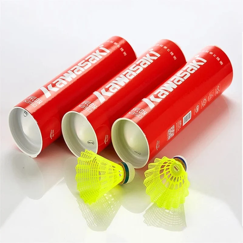 Kawasaki Nylonball N350 für das Training, 6 Stück, Badminton-Kunststoff, Federball, Birdies für Outdoor-Training, langlebig, mittlere Geschwindigkeit