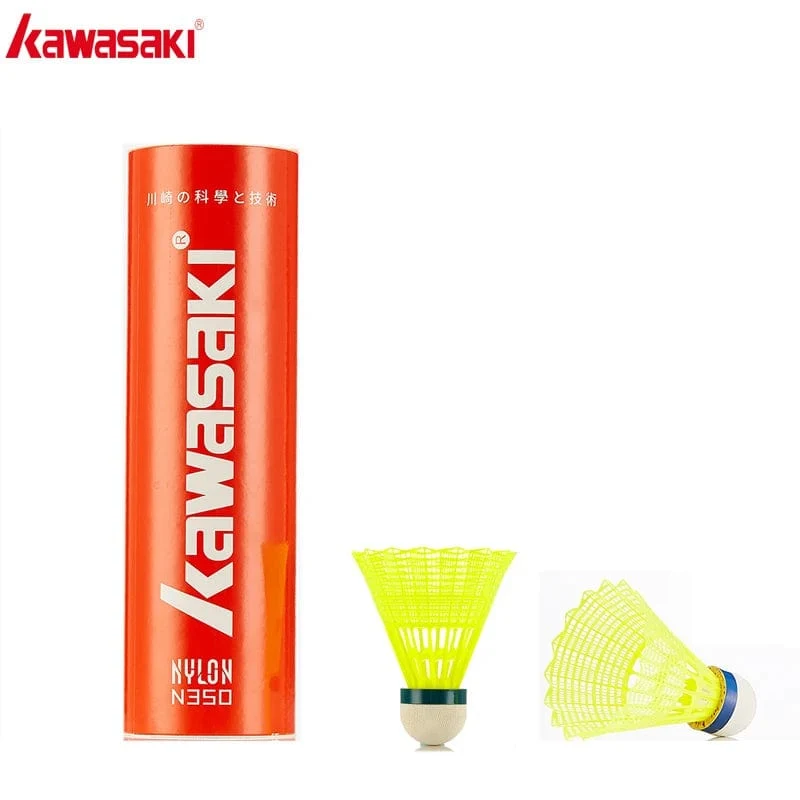 Kawasaki Nylonball N350 für das Training, 6 Stück, Badminton-Kunststoff, Federball, Birdies für Outdoor-Training, langlebig, mittlere Geschwindigkeit