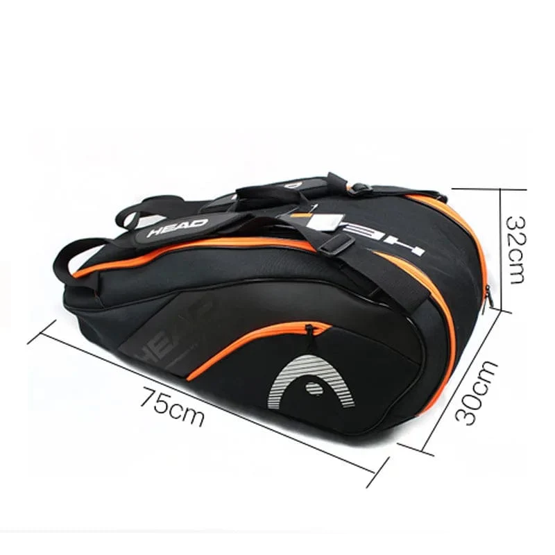 HEAD Tennisschläger-Tasche, 6-teilig, Hartschalen-Sporttasche, großes Fassungsvermögen, 9 Badmintonschläger, Rucksack für Herren und Damen, Tenis, Squash, Padel