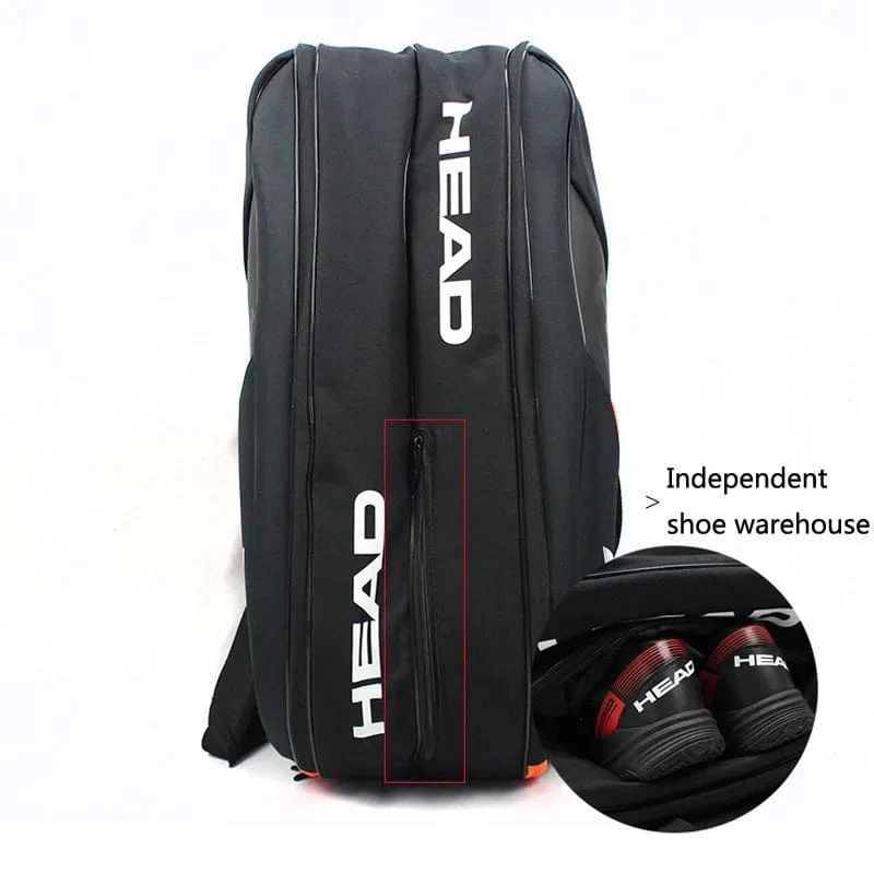 HEAD Tennisschläger-Tasche, 6-teilig, Hartschalen-Sporttasche, großes Fassungsvermögen, 9 Badmintonschläger, Rucksack für Herren und Damen, Tenis, Squash, Padel