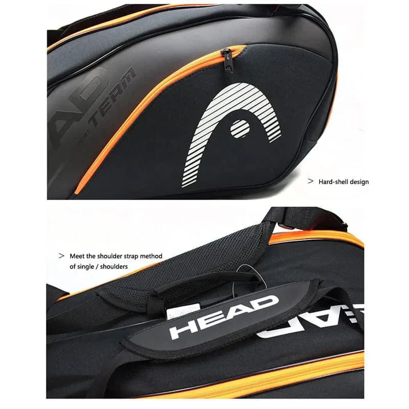 HEAD Tennisschläger-Tasche, 6-teilig, Hartschalen-Sporttasche, großes Fassungsvermögen, 9 Badmintonschläger, Rucksack für Herren und Damen, Tenis, Squash, Padel