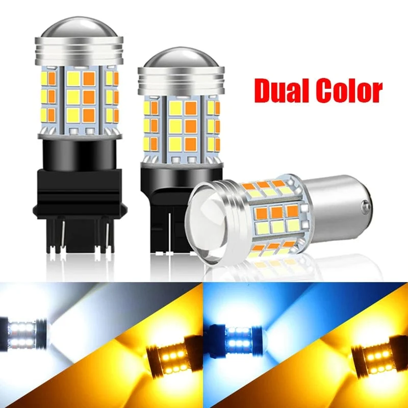 2 stücke Dual Farbe T20 LED 7443 W21/5W Birne 1157 BAY15D P21/5W Led T25 3157 P27/7W Auto DRL Blinker Lampe Auto Lichter Birne Schalter
