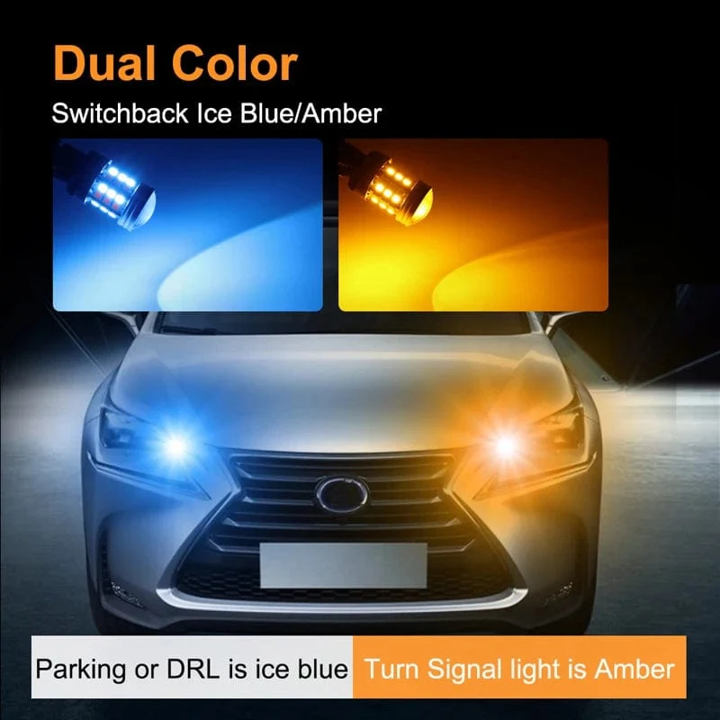 2 stücke Dual Farbe T20 LED 7443 W21/5W Birne 1157 BAY15D P21/5W Led T25 3157 P27/7W Auto DRL Blinker Lampe Auto Lichter Birne Schalter