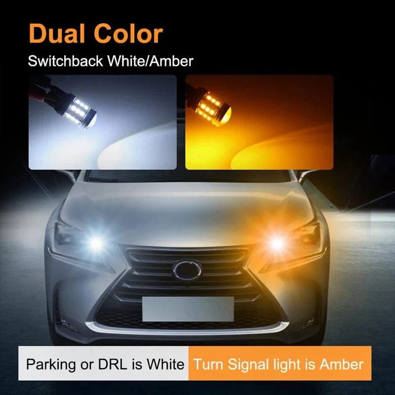 2 stücke Dual Farbe T20 LED 7443 W21/5W Birne 1157 BAY15D P21/5W Led T25 3157 P27/7W Auto DRL Blinker Lampe Auto Lichter Birne Schalter