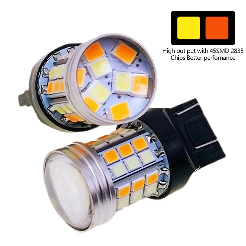 2 stücke Dual Farbe T20 LED 7443 W21/5W Birne 1157 BAY15D P21/5W Led T25 3157 P27/7W Auto DRL Blinker Lampe Auto Lichter Birne Schalter