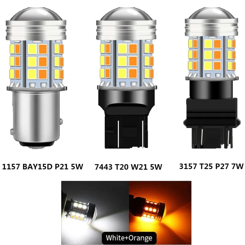 2 stücke Dual Farbe T20 LED 7443 W21/5W Birne 1157 BAY15D P21/5W Led T25 3157 P27/7W Auto DRL Blinker Lampe Auto Lichter Birne Schalter