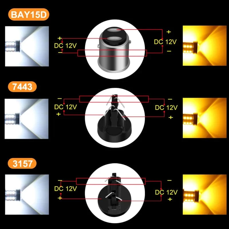 2 stücke Dual Farbe T20 LED 7443 W21/5W Birne 1157 BAY15D P21/5W Led T25 3157 P27/7W Auto DRL Blinker Lampe Auto Lichter Birne Schalter