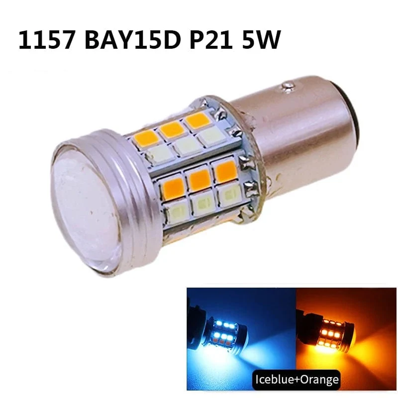 2 stücke Dual Farbe T20 LED 7443 W21/5W Birne 1157 BAY15D P21/5W Led T25 3157 P27/7W Auto DRL Blinker Lampe Auto Lichter Birne Schalter
