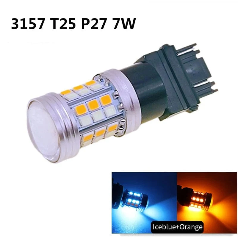 2 stücke Dual Farbe T20 LED 7443 W21/5W Birne 1157 BAY15D P21/5W Led T25 3157 P27/7W Auto DRL Blinker Lampe Auto Lichter Birne Schalter