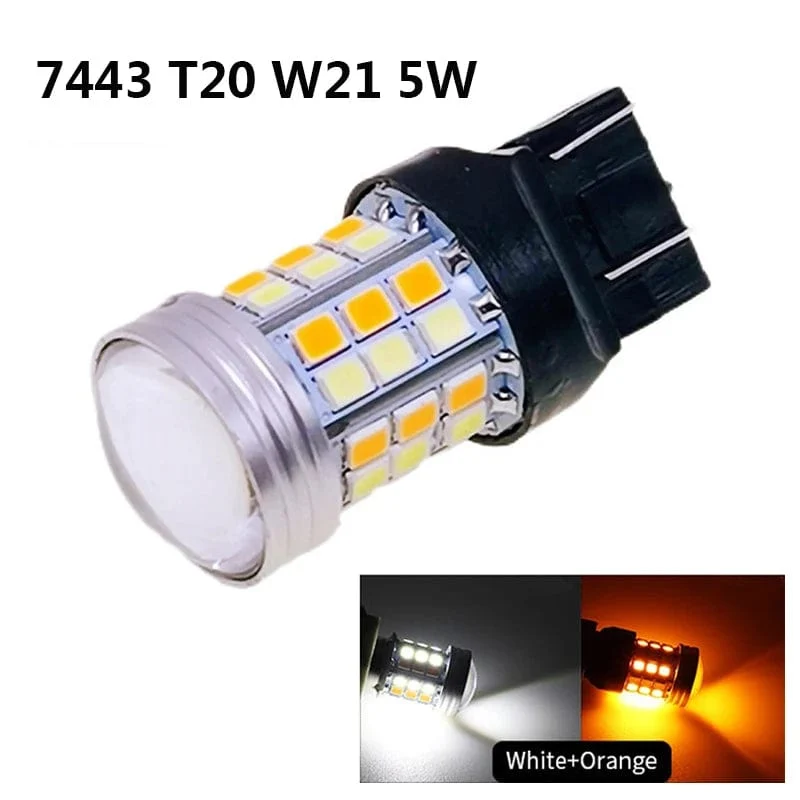 2 stücke Dual Farbe T20 LED 7443 W21/5W Birne 1157 BAY15D P21/5W Led T25 3157 P27/7W Auto DRL Blinker Lampe Auto Lichter Birne Schalter