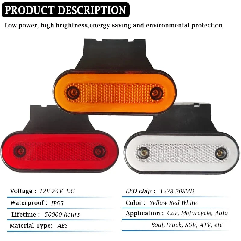 4x Lkw Seite Marker Licht LED Begrenzungsleuchte Für Caravan Anhänger Traktor Lkw Warnung Rücklicht Auto Externe Lampe 12V 24V