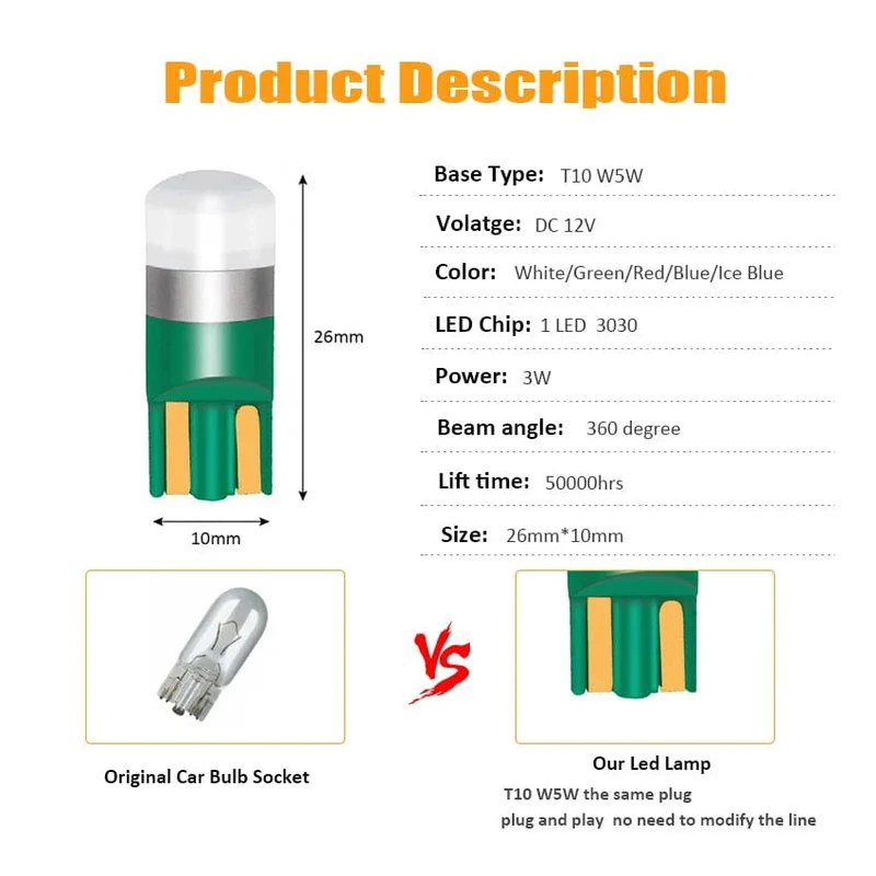 4 Pcs Super Helle T10 LED W5W Auto dome Licht Auto Freiheit Lesen Lampe 12 Fahrzeug Tür Birne Zubehör Weiß rot blau 6000K