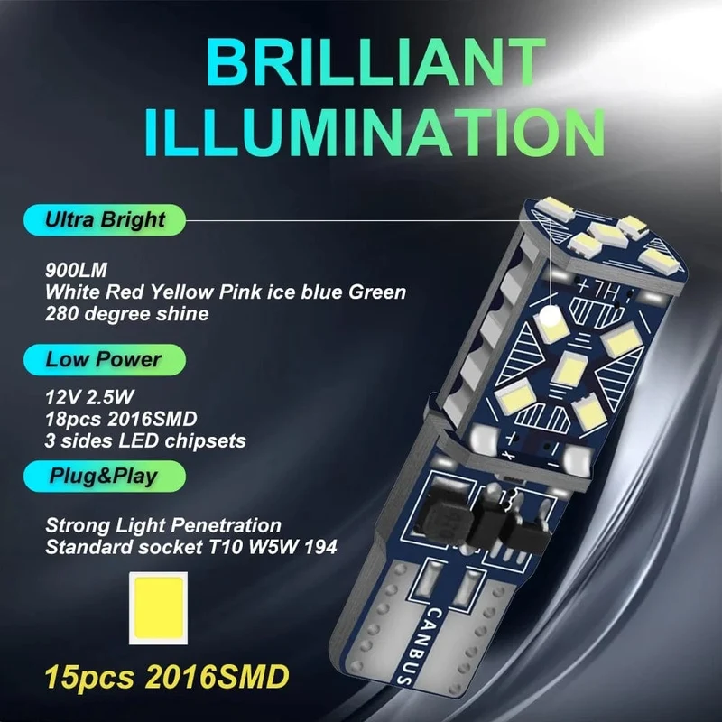 2/10 STÜCKE T10 W5W 194 198 158 Neue superhelle Auto-LED-Parklichter WY5W 168 501 2825 Auto Wedge Turn Side Bulbs Auto