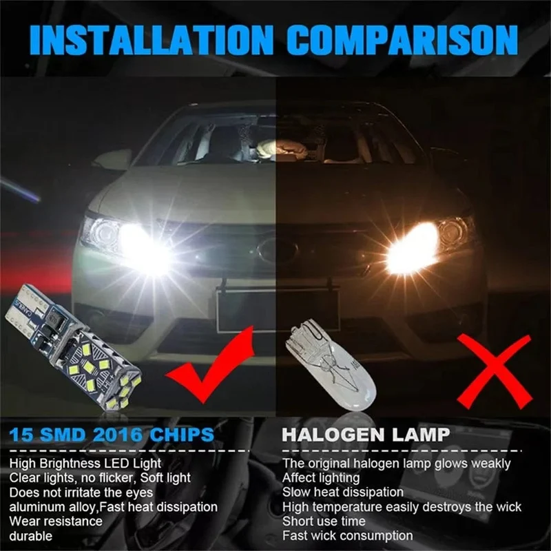 2/10 STÜCKE T10 W5W 194 198 158 Neue superhelle Auto-LED-Parklichter WY5W 168 501 2825 Auto Wedge Turn Side Bulbs Auto