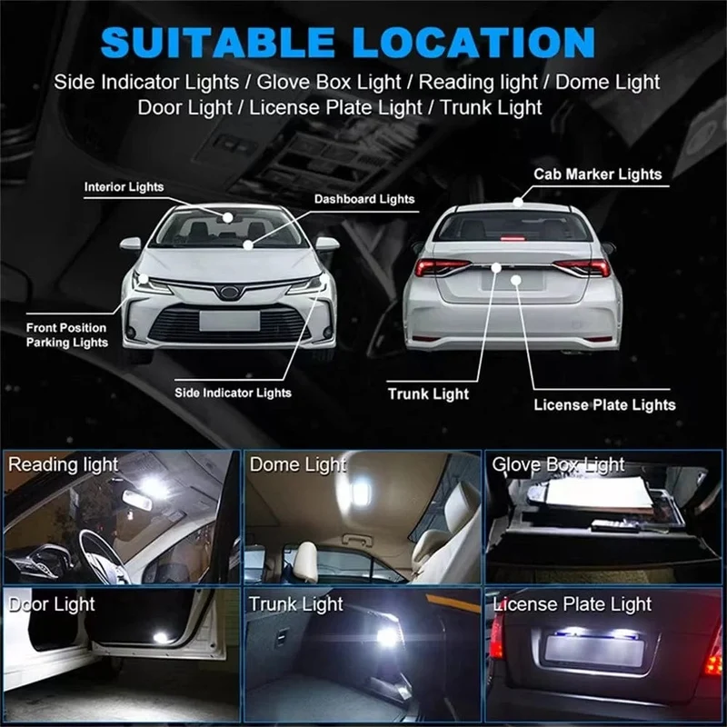 2/10 STÜCKE T10 W5W 194 198 158 Neue superhelle Auto-LED-Parklichter WY5W 168 501 2825 Auto Wedge Turn Side Bulbs Auto