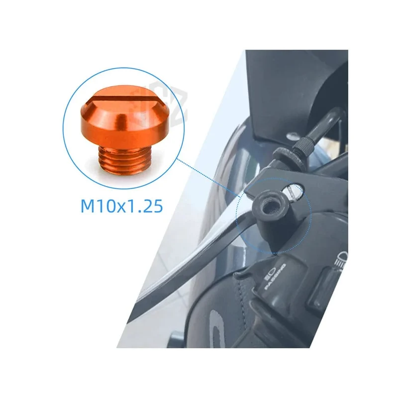 3 stücke Orange Motorrad M10 * 1.25 CNC Spiegel Loch Stecker Schrauben Abdeckkappen Gewinde Adapter Schrauben Für KTM DUKE RC 125 390 200 250 690