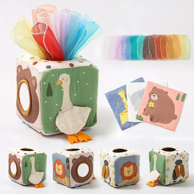 Baby Montessori Spielzeug Magische Taschentuchbox Baumwolle Pädagogische Lernaktivität Sensorisches Spielzeug Für Kinder Fingertraining Beschäftigt Brettspiel