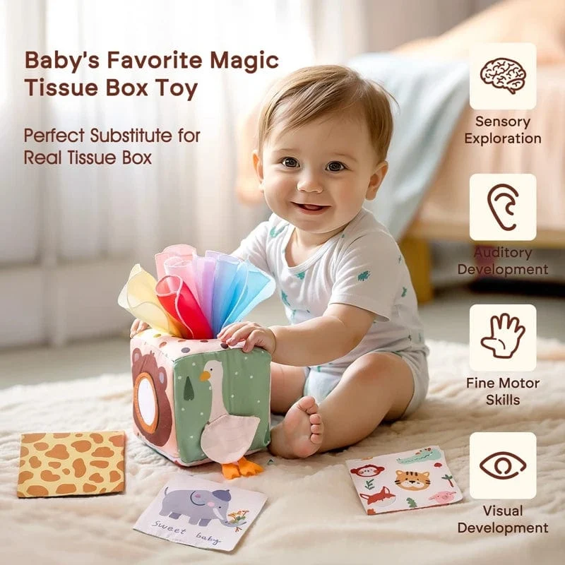 Baby Montessori Spielzeug Magische Taschentuchbox Baumwolle Pädagogische Lernaktivität Sensorisches Spielzeug Für Kinder Fingertraining Beschäftigt Brettspiel