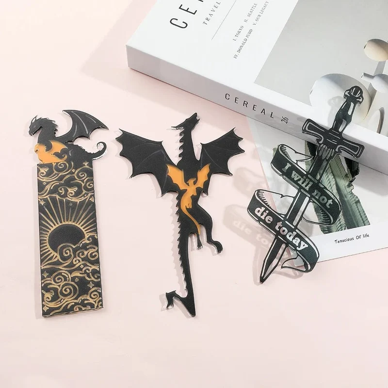 Anime Black Dragon-Lesezeichen, Sammelgeschenk für Buchliebhaber, Acryl-Lesezeichen, Schreibwarenzubehör für Männer, Frauen, Freunde, Lehrer