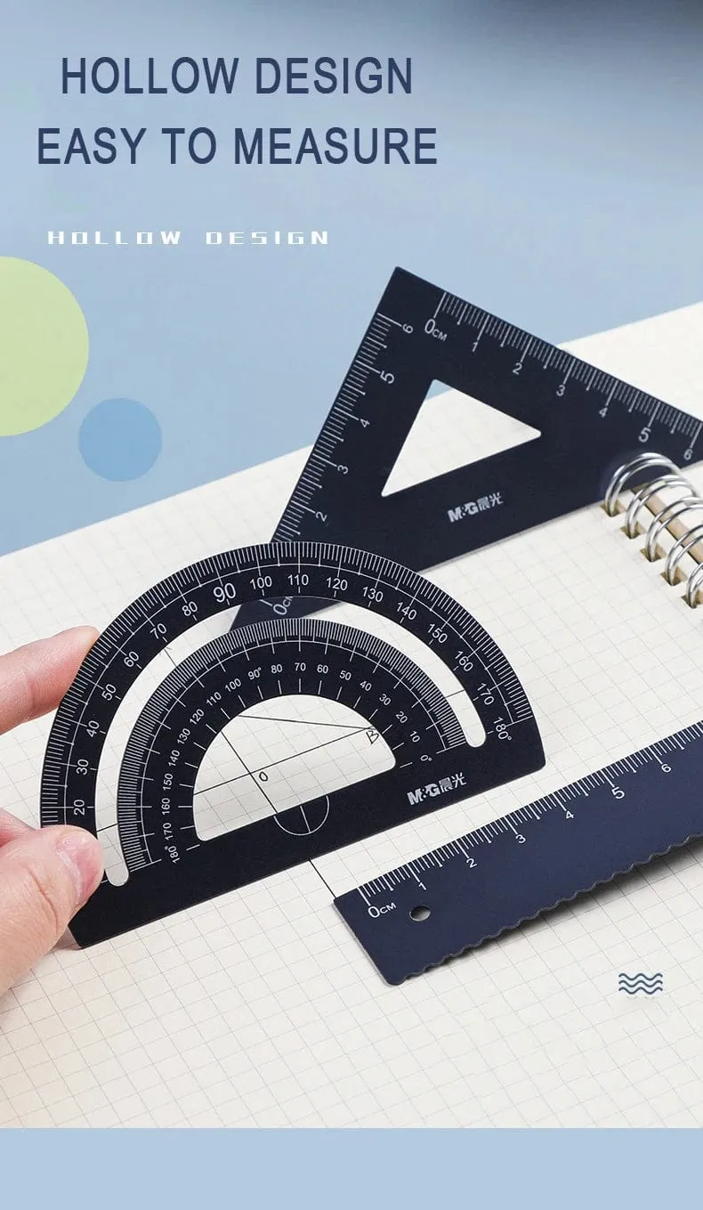 4 Teile/satz M & G Aluminium Lineal Set Mathematik Zeichnung Metall Lineal Schreibwaren Lineale Mathematische für Schule