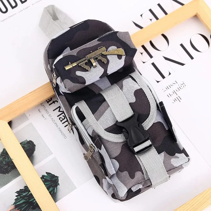 Mini-Schultasche Camouflage-Federmäppchen Aufbewahrungstasche für Schulbedarf Militärrucksack Federmäppchen Federmäppchen für Jungen Federmäppchen für Schüler