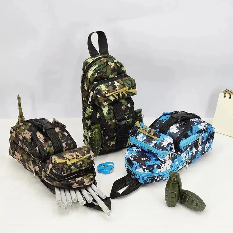 Mini-Schultasche Camouflage-Federmäppchen Aufbewahrungstasche für Schulbedarf Militärrucksack Federmäppchen Federmäppchen für Jungen Federmäppchen für Schüler