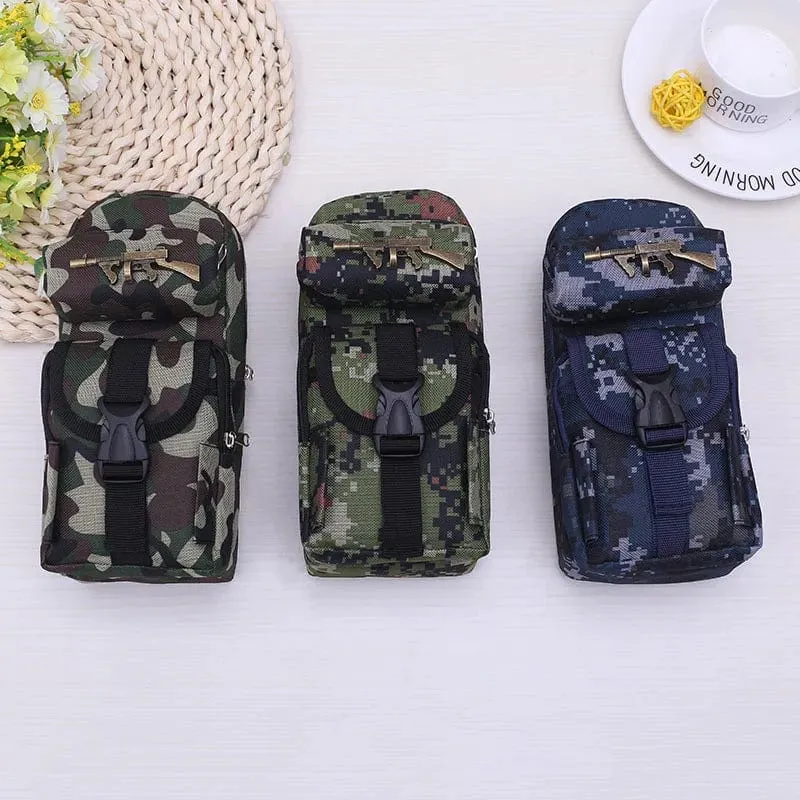 Mini-Schultasche Camouflage-Federmäppchen Aufbewahrungstasche für Schulbedarf Militärrucksack Federmäppchen Federmäppchen für Jungen Federmäppchen für Schüler