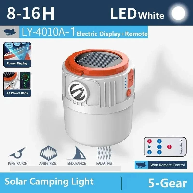 Solar Camping Licht Power Bank LED Camping Laternen 6 Gänge Fernbedienung Wasserdichte Outdoor Zelt Licht Aufladbare Taschenlampe