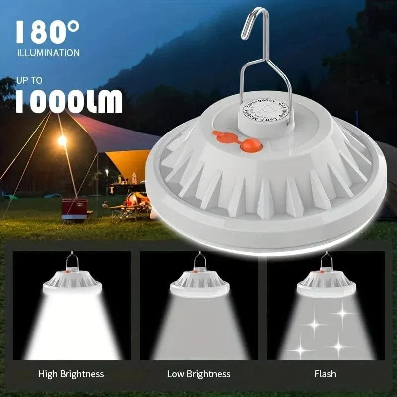 Wiederaufladbare LED-Campingleuchte – hohe Lumen, wasserdicht, 3 Beleuchtungsmodi – ideal für Wanderungen und Außenbeleuchtung
