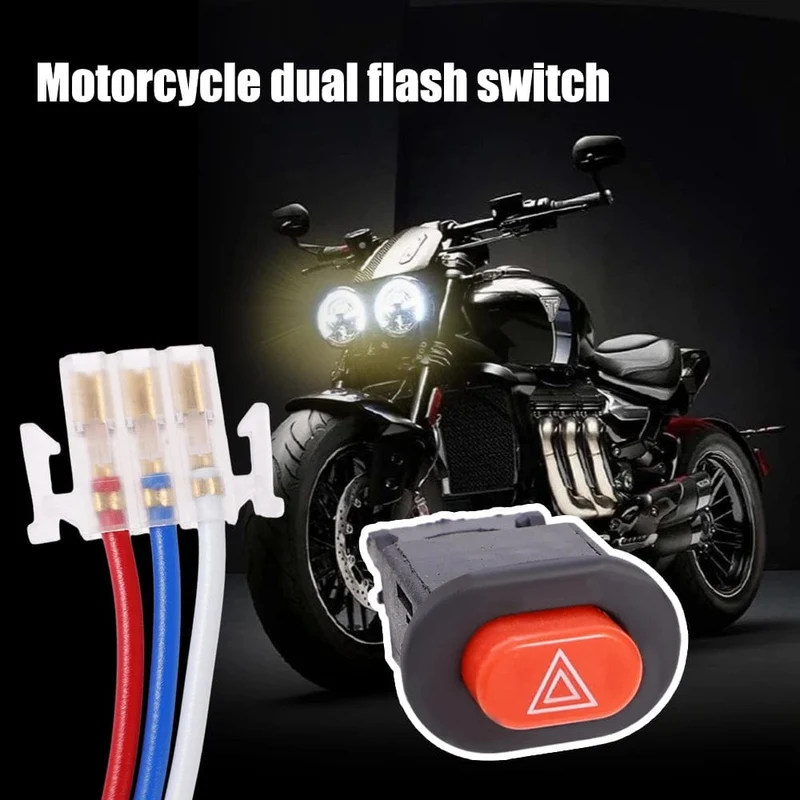 Motorrad Doppel-Blitzschalter Warnblinkschalter Taste Blitz Warnung Notsignal Lampe Elektrofahrzeug Modifikationsteil