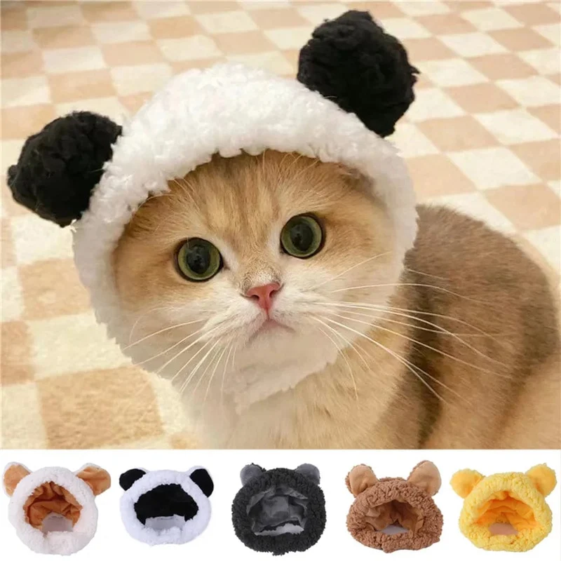 Lustige Pandamütze für Haustiere, warme Mütze, Silvesterparty, Weihnachts-Cosplay-Zubehör, Foto-Requisiten, Kopfbedeckung für Hund und Katze, Neujahr