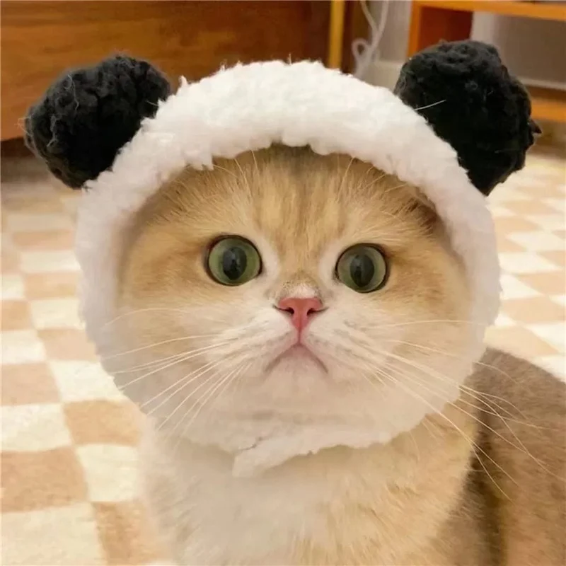 Lustige Pandamütze für Haustiere, warme Mütze, Silvesterparty, Weihnachts-Cosplay-Zubehör, Foto-Requisiten, Kopfbedeckung für Hund und Katze, Neujahr
